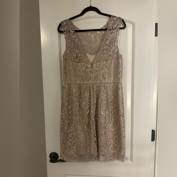 Stunning Jenny Yoo Collection Champagne and Silver Lace Cocktail Dress - size 14 - Picture 7 of 9